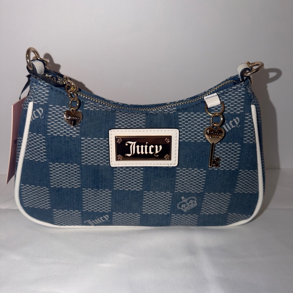 Juicy Couture Blue Checkered Shoulder Bag